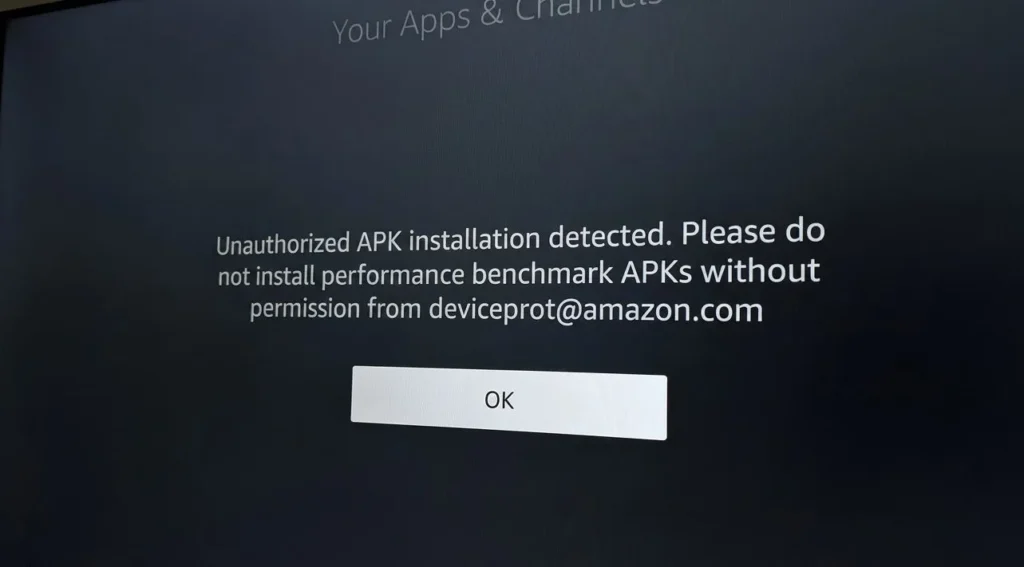 Australia-IPTV Fire TV unauthorized APK installation detected